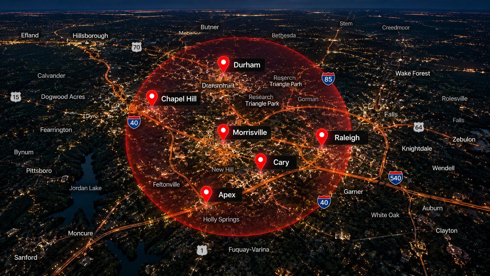 Precise Detailing mobile service area across Chapel Hill, Durham, Raleigh, Cary, Morrisville and Apex